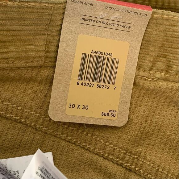 Levi’s Straight Leg Khaki Corduroy Pants NWT - Picture 6 of 8